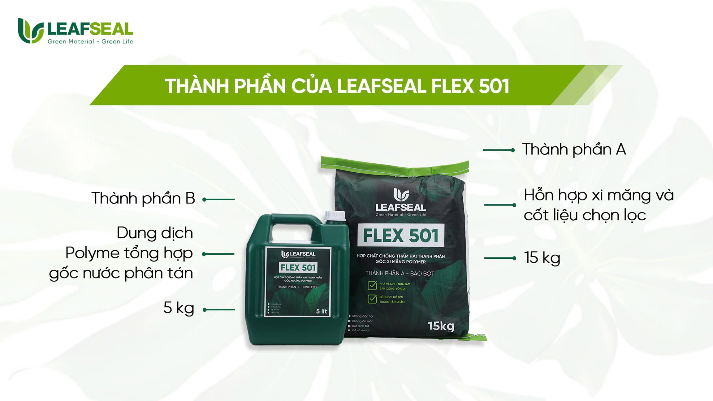 LeafSeal Flex 501 - Hợp chất chống thấm 2 thành phần gốc xi măng chất lượng cao